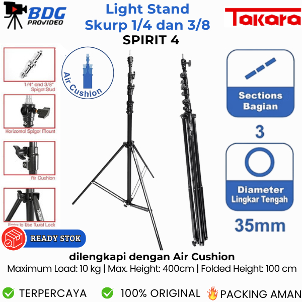 Takara SPIRIT 4 Light Stand / Lightstand Tripod Tinggi Maks 400cm TAKARA Spirit 4