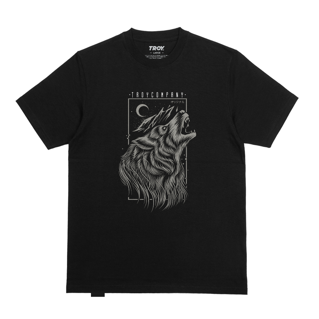 Troy Company Kaos Pria Lengan Pendek Hitam - Hill Wolf Tshirt Black MTD 3600