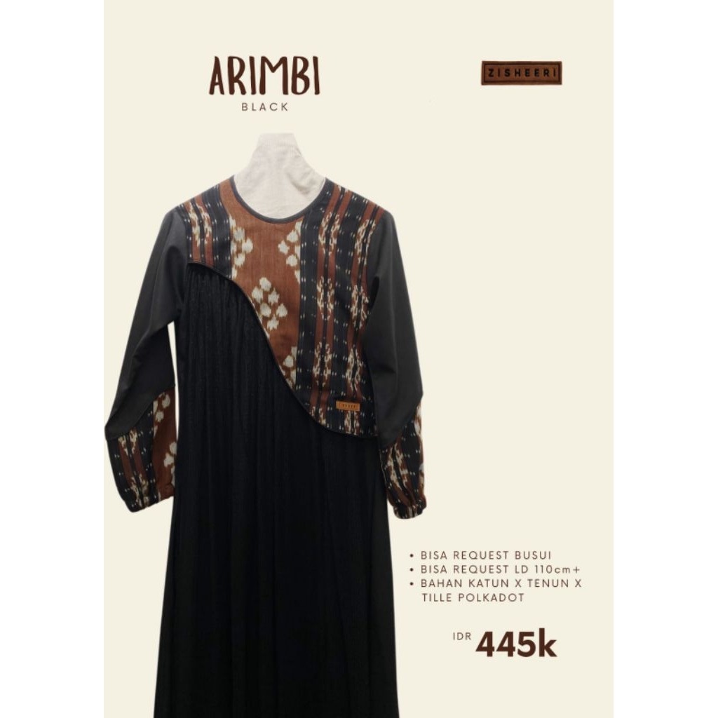 ARIMBI BLACK By Zisheeri | Gamis Katun Tenun