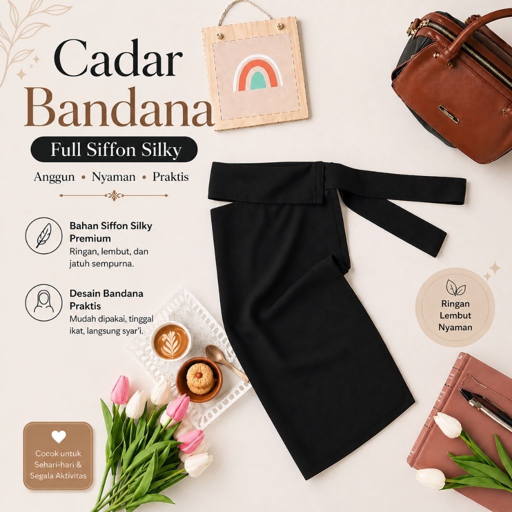 Cadar Bandana Poni / Niqob Bandana Poni