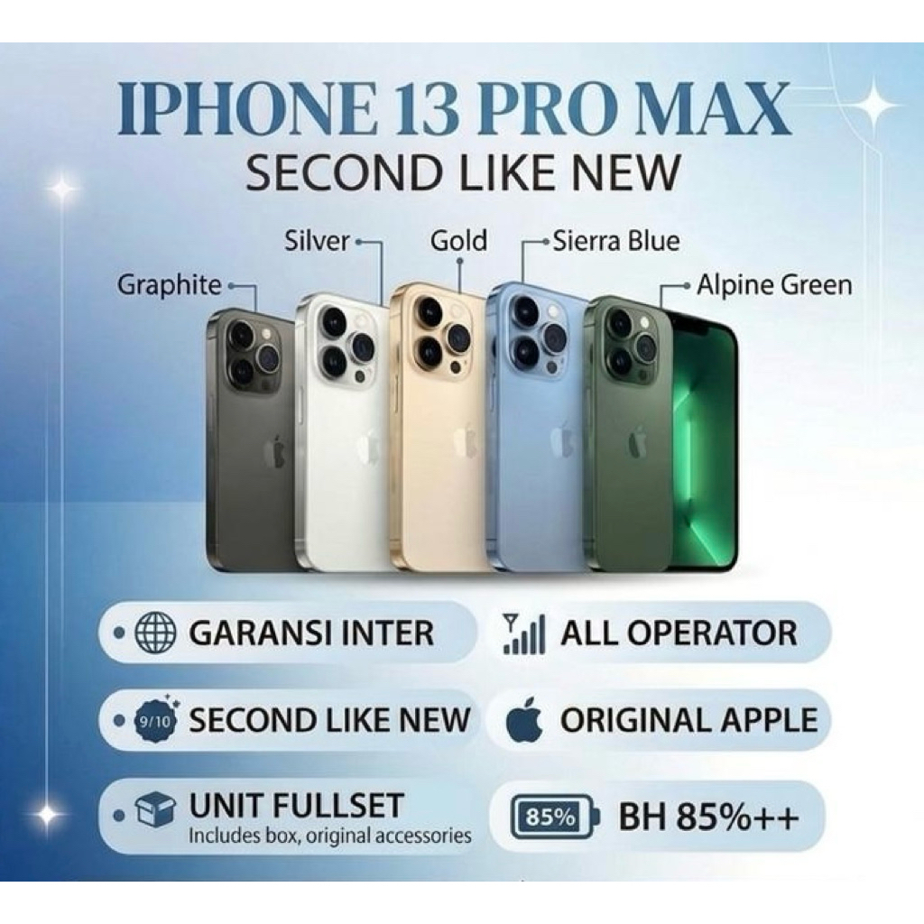 iPhone 13 promax 128GB/256GB/BH 85% ATAS/ORIGINAL/SECOND LIKE NEW/ FULLSET