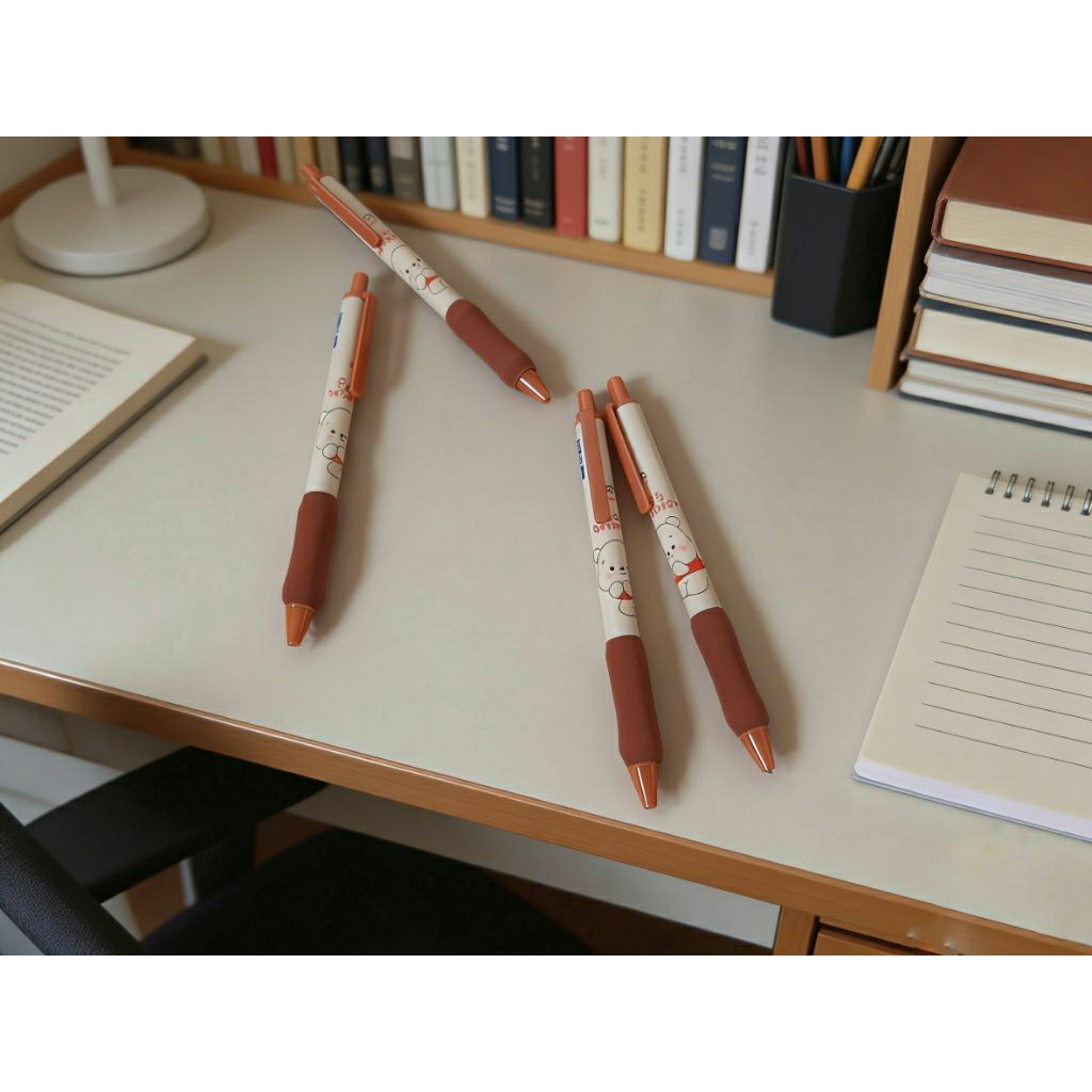 Pulpen Gel Cute Bear Aesthetic – Grip Empuk, Tinta Halus & Lancar, Cocok untuk Sekolah & Kantor