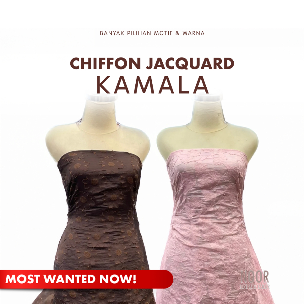 Organza Jacquard Bordir - Kamala | Motif Bunga | Kain Bahan Meteran