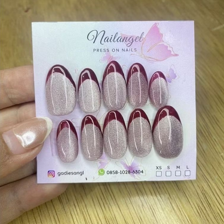 French nail cat eye | kuku palsu cat eye | kuku palsu french nail cat eye