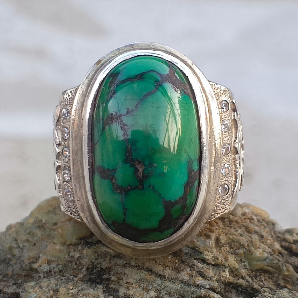 pirus Hubei hijau top ring perak jadul