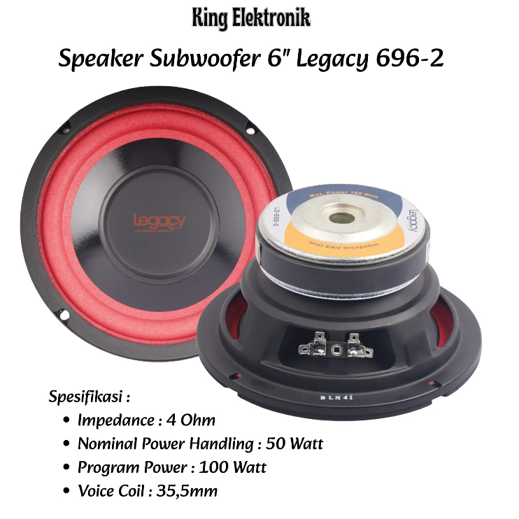 Speaker Subwoofer 6 Inch Legacy 696-2 Double Coil