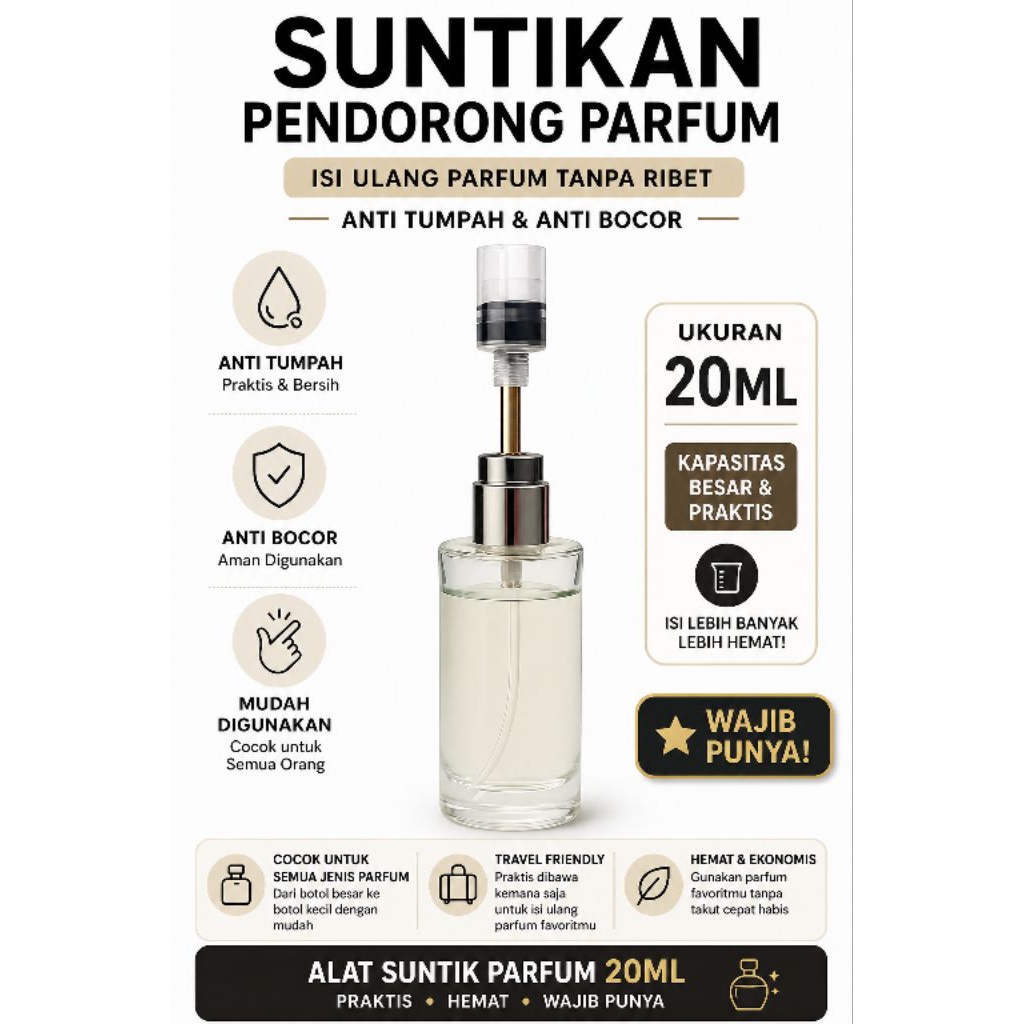 Suntikan Parfum Injector Refill Botol Spray 10ml | Alat Isi Ulang Parfum Mudah Anti Tumpah