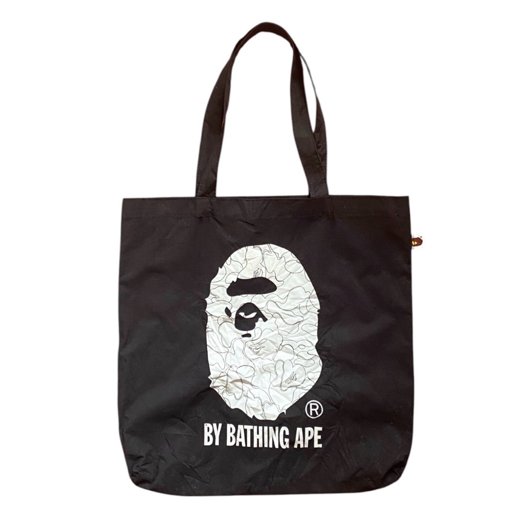 [Rare] Tas BAPE Bathing Ape Tote Bag  Black + White Logo