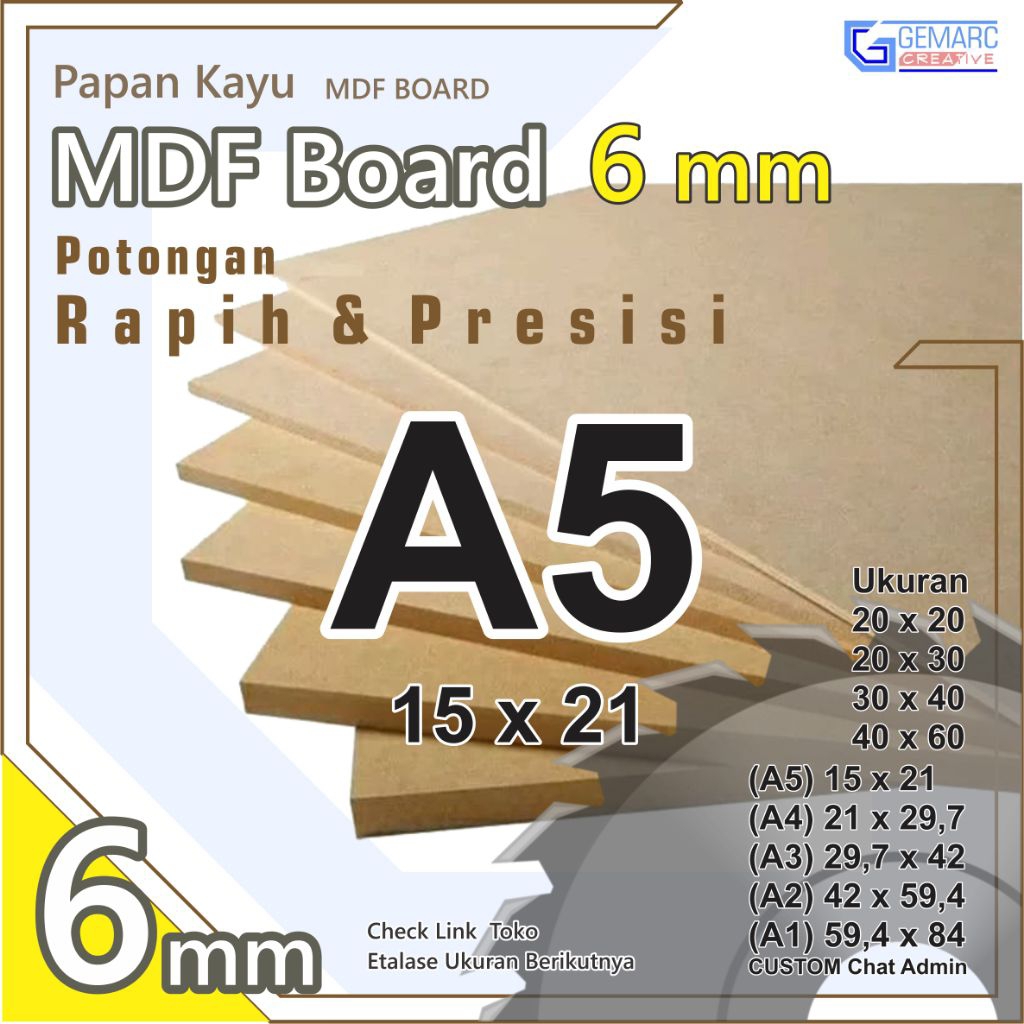 Mdf A5 - Mdf 6mm Ukuran A5