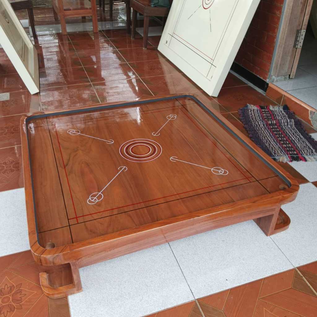 Papan Meja Karambol Kayu Jati Sultan Satu 1 Set Lengkap ukuran 120x120 cm Premium