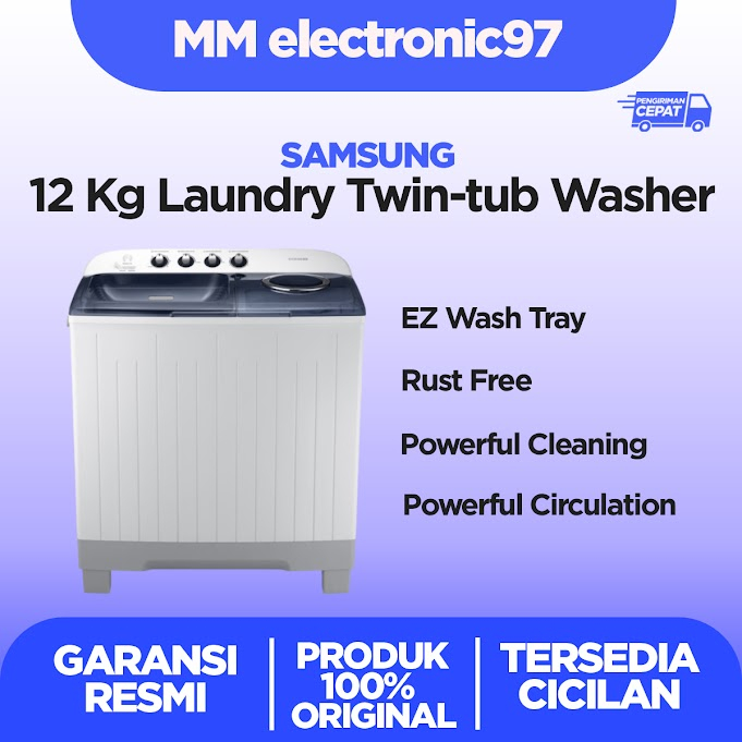 Mesin cuci Samsung 2 tabung 12 kg WT12J4200MB/SE WT-12J4200MB/SE