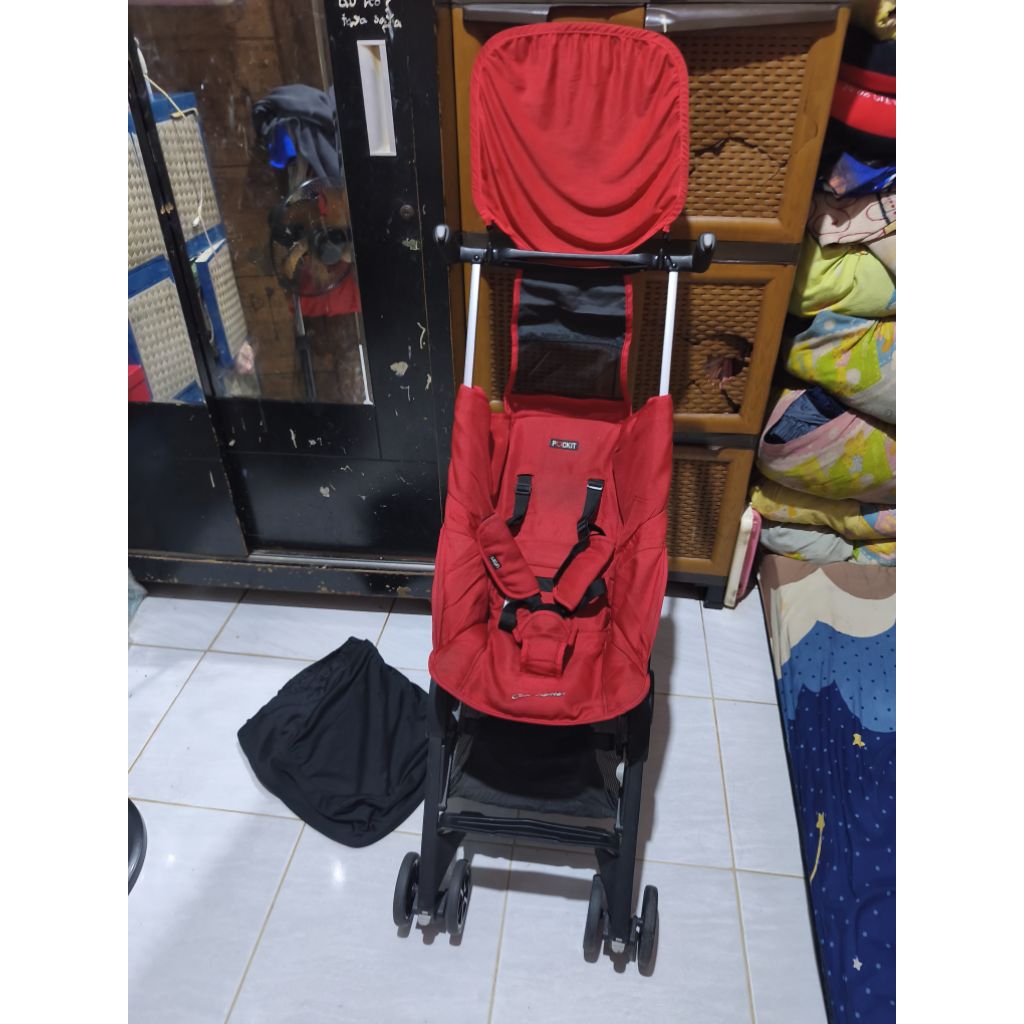 stroller pockit gen 4 ( cL 7881 ) limited edition polkadot cocolatte cabin size lengkap tas kondisi 