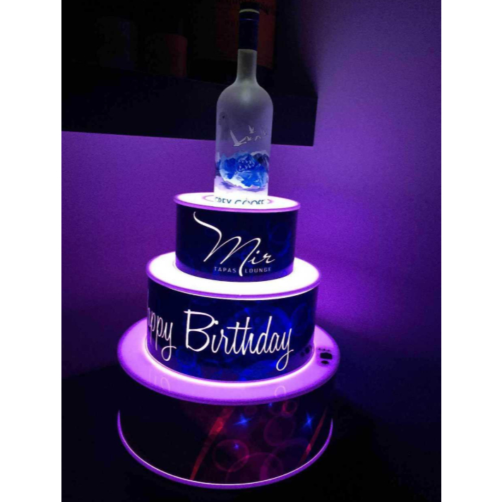 Rak Display Botol Wine Akrilik LED RGB Custom Logo - Birthday Series