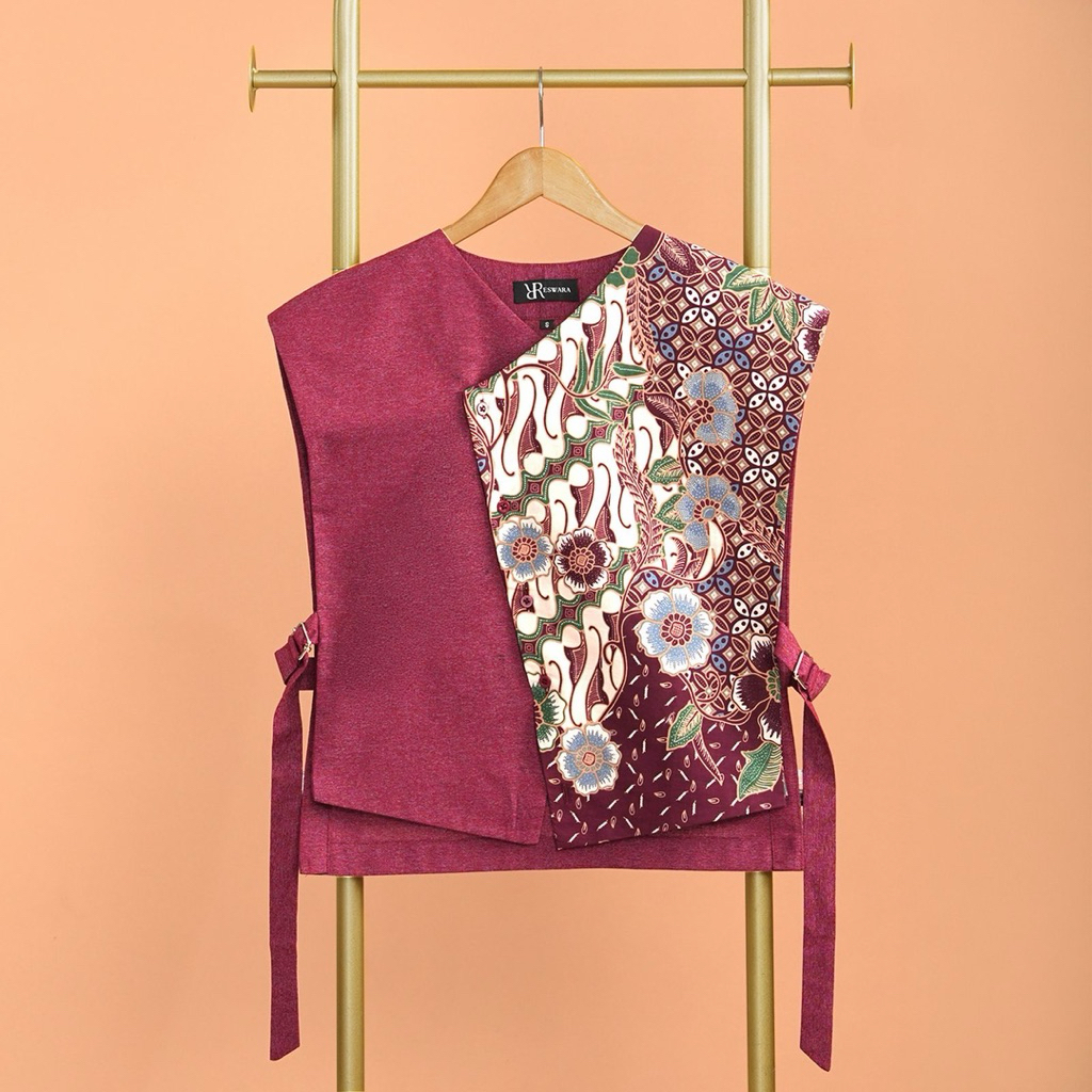 Outer Vest Pria Batik FATIH MAROON / Reswara.men