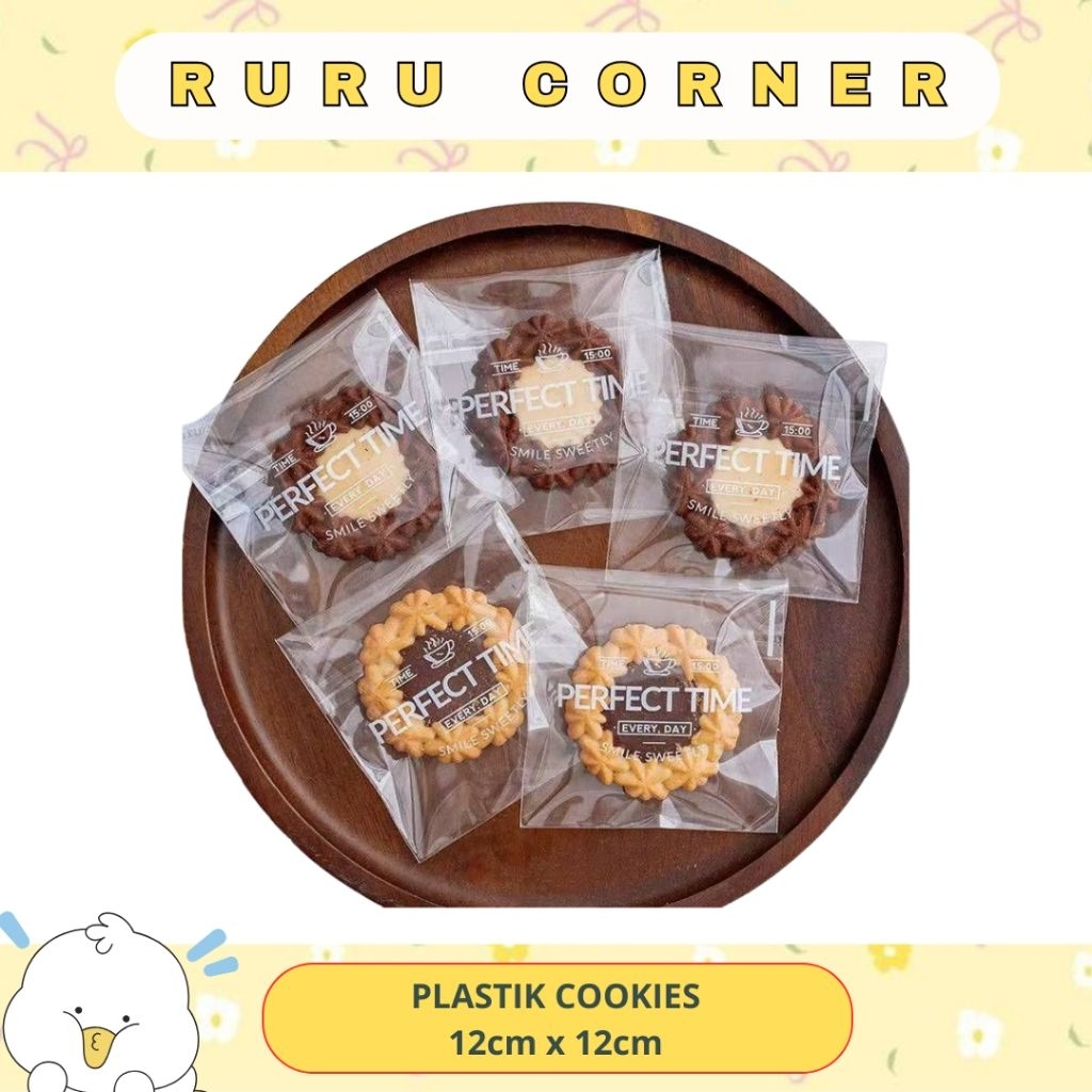 isi 100)Plastik Cookies Kue Kering Seal Lem 12x12