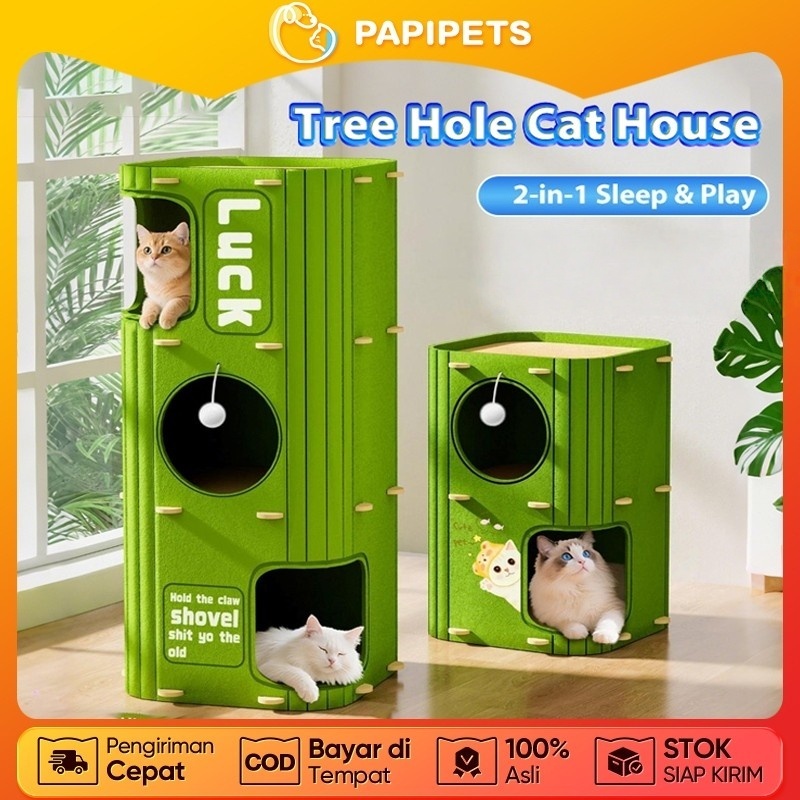 PAPIPETS Garukan Kucing Kardus Jumbo Rumah Kucing Tempat Tidur Mainan Untuk Banyak Kucing