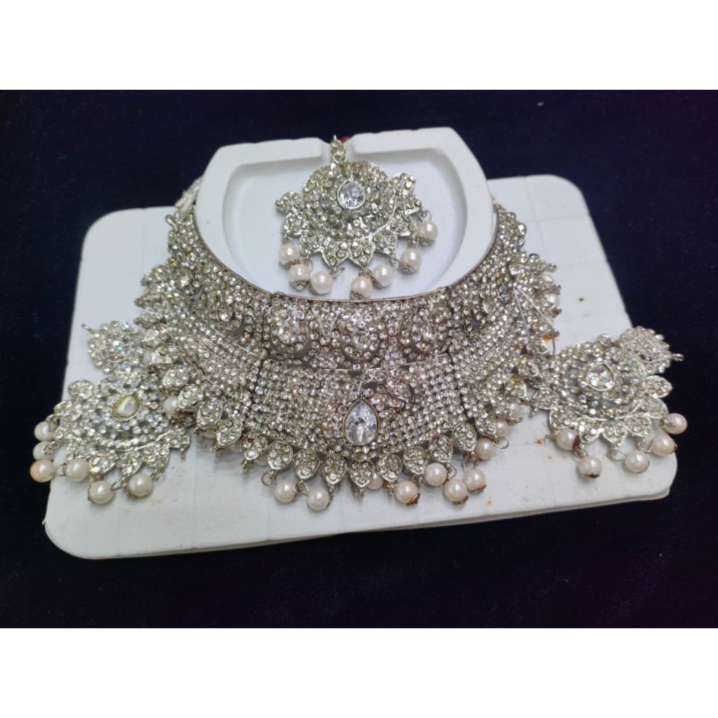 kalung choker / set kalung India silver / bridal set / kalung dubai / perhiasan India set lengkap