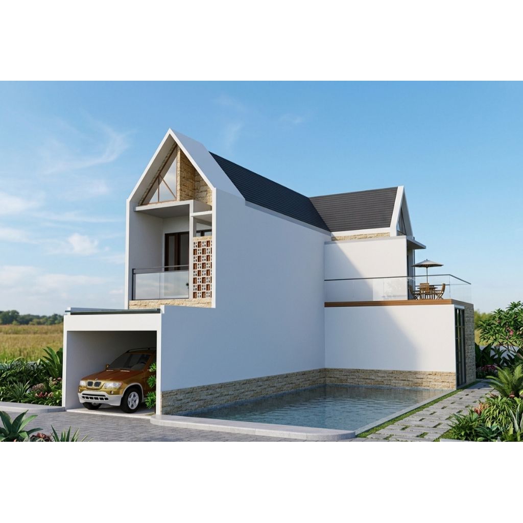 Desain rumah 4x17, rumah minimalis modern, jasa desain rumah 3D + gambar detailnya, rumah minimalis,