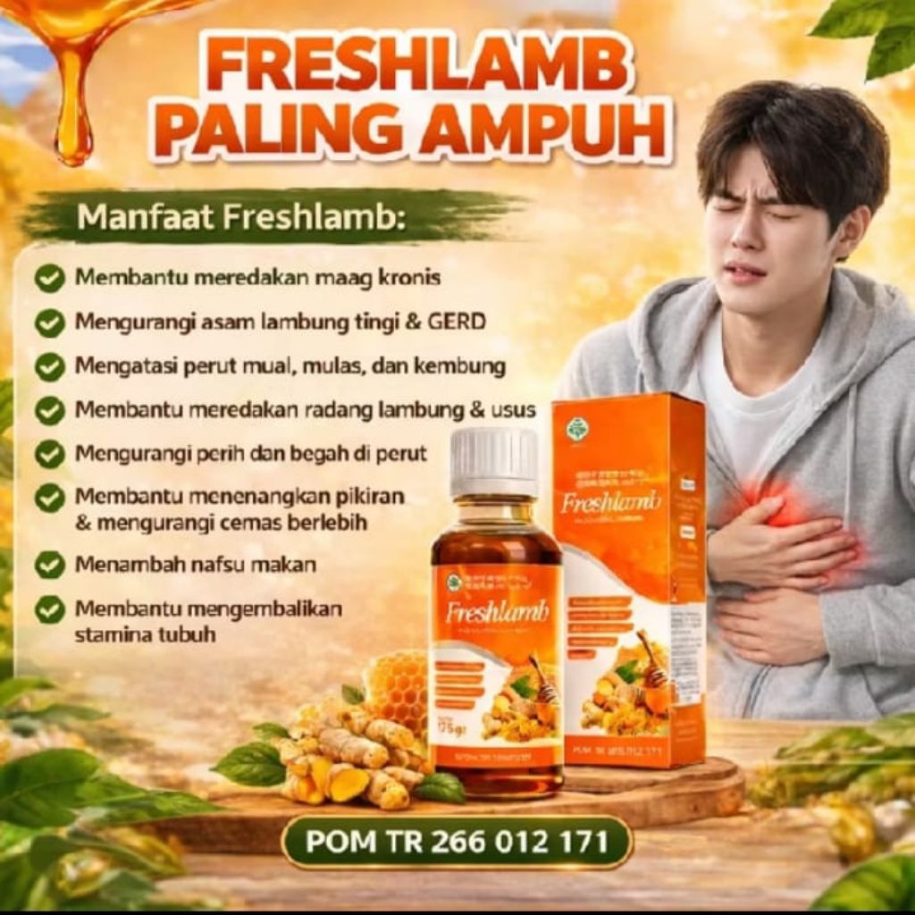 FRESHLAMB Original Madu Herbal Lambung Efektif Atasi Masalah Asam Lambung Maag GERD Iritasi Lambung 