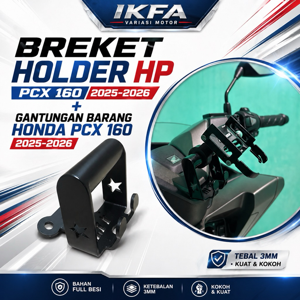 Breket Holder PCX 160 2025 2026  - Gantungan Barang PCX 160 2025 Holder HP GUP P30