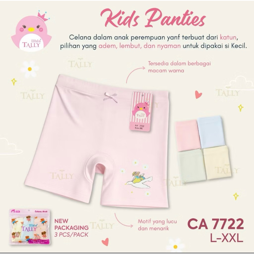 CD Tally-7760-7782-7781-Celana-Dalam-Anak-Perempuan-Short-Pants-Boxer-Anak-Cewek-Girl-Size-L-XXL