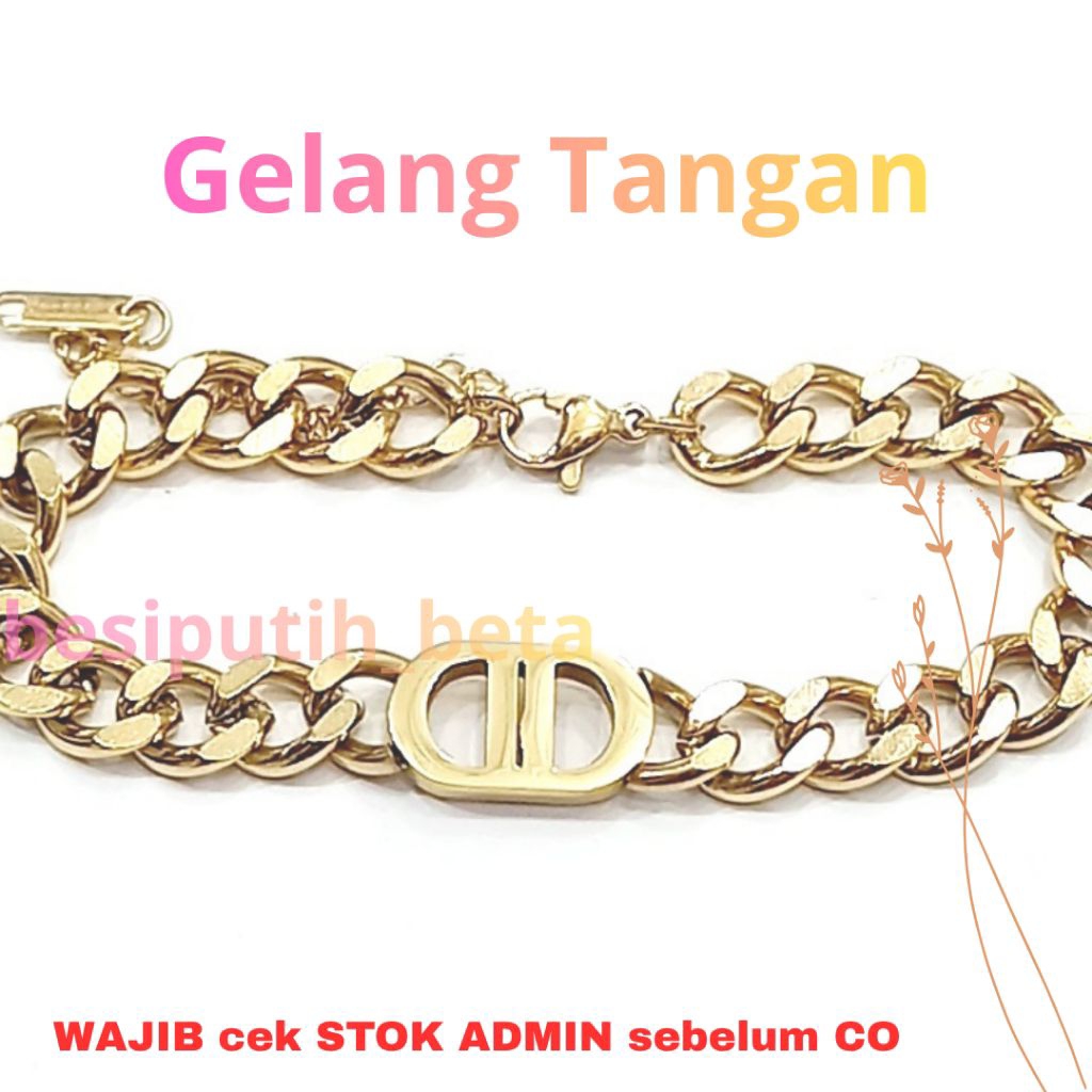 Gelang tangan besi putih sepuh kuning /besi putih asli