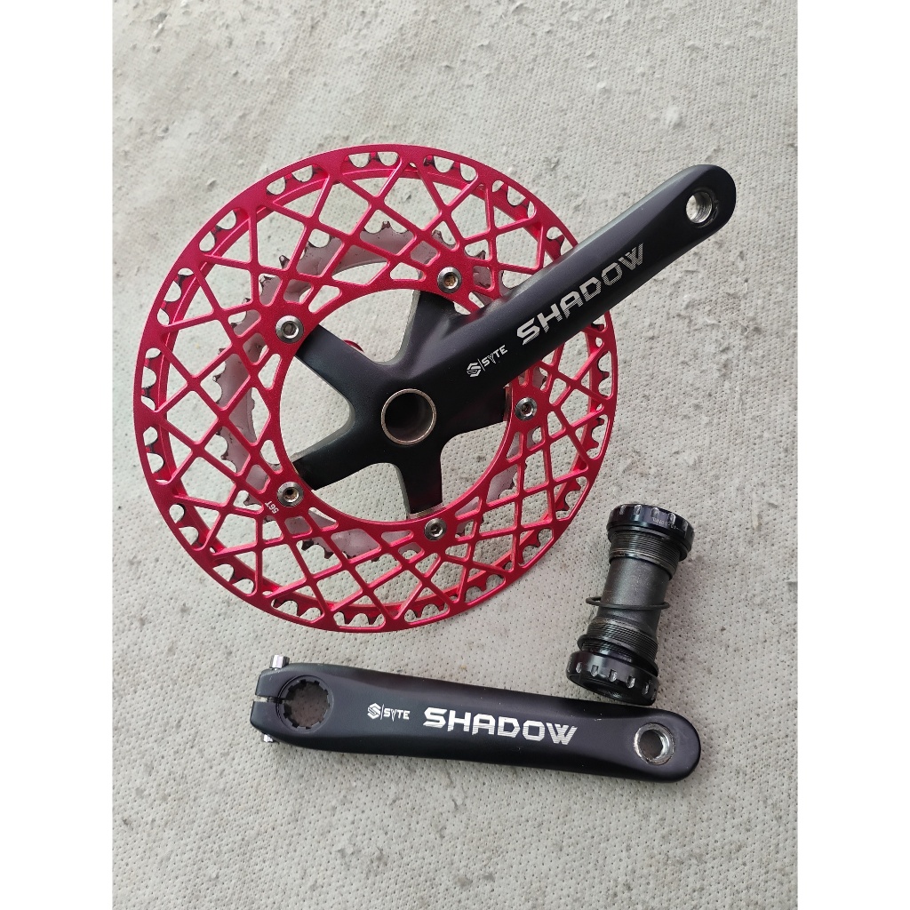 Crankset Sepeda Seli Roadbike Fixie Syte Shadow 56-42t + BB HT2