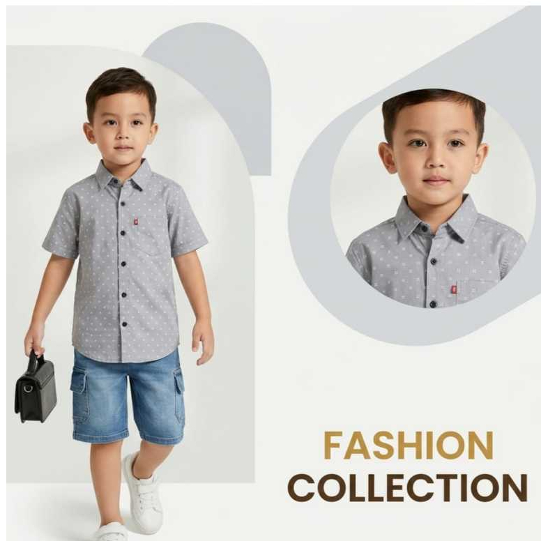 kemeja anak cowok 6 7 tahun kekinian pola abstrak- grosir pakaian anak laki laki fashion baju