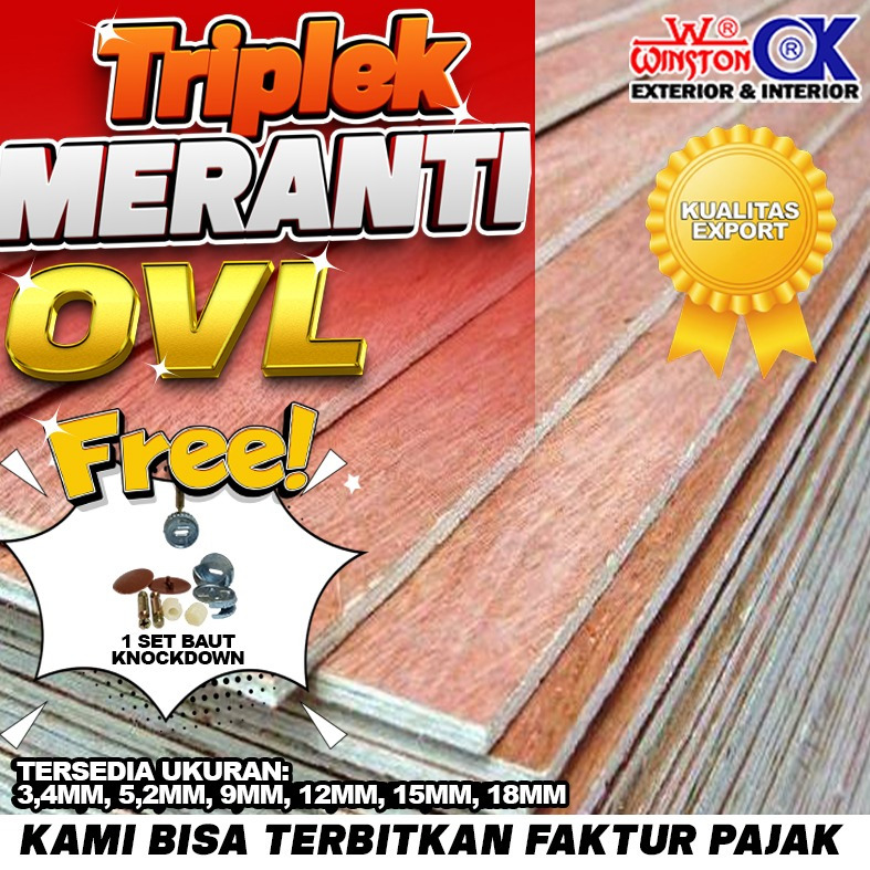 MULTIPLEK/ MULTIPLEK /TRIPLEK MERANTI OVL 3 mm 5 MM 9 MM 12MM 15 MM 18 MM OVL/90079-84 + FREE 1 SET 