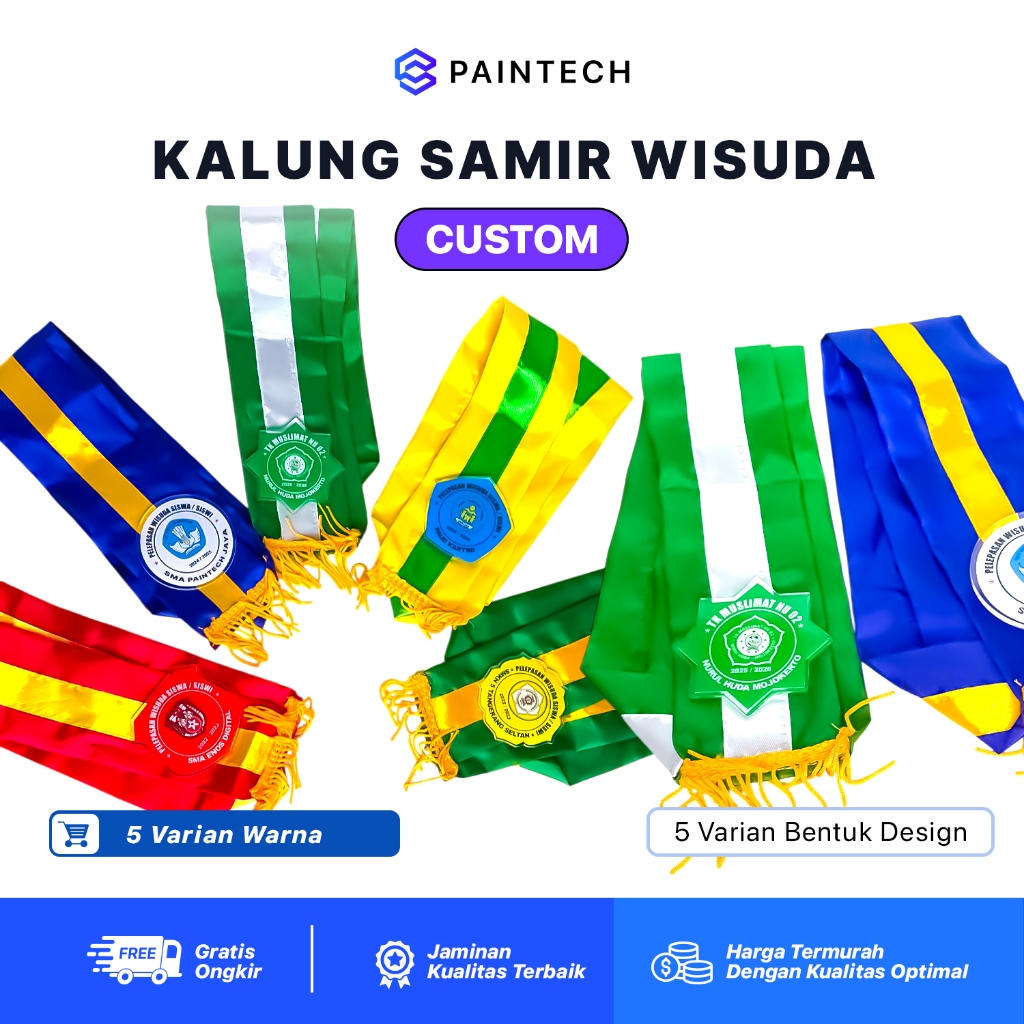 Samir Wisuda Medali Akrilik | Paket Samir Kelulusan + Pin Wisuda TK SD SMP SMA