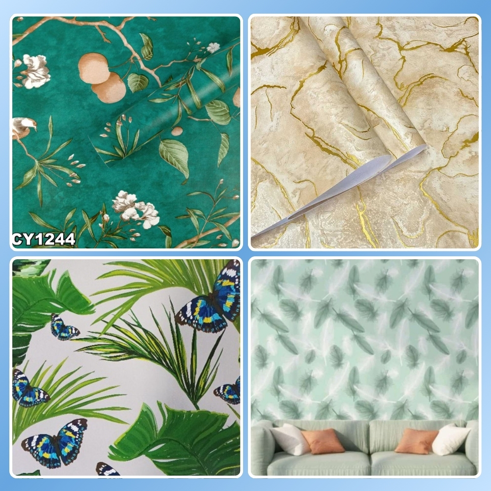 PROMO TERBAIK - Wallpaper Dinding Ruang Tamu Motif Daun Wallpaper Daun Wallpaper Dinding Motif Alam