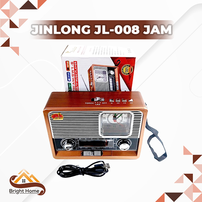 Radio Bluetooth USB Jam Analog JINLONG JL-008 Jam Multifungsi