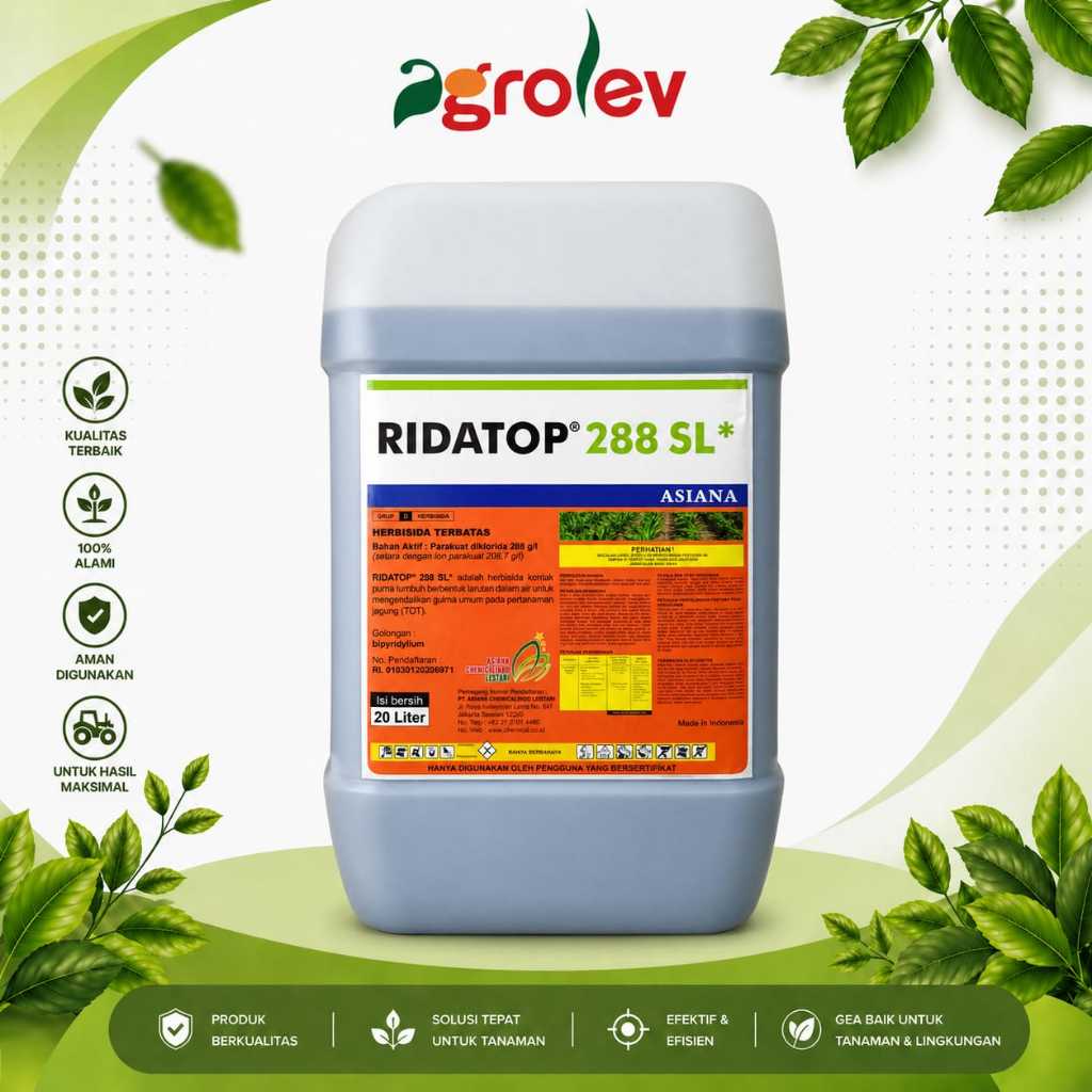 RIDATOP 138 SL @ 20 LITER / HERBISIDA KONTAK GULMA UMUM / PARAKUAT DIKLORIDA