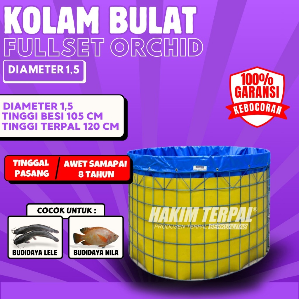 kolam bulat D1,5 fullset orchid semikaret
