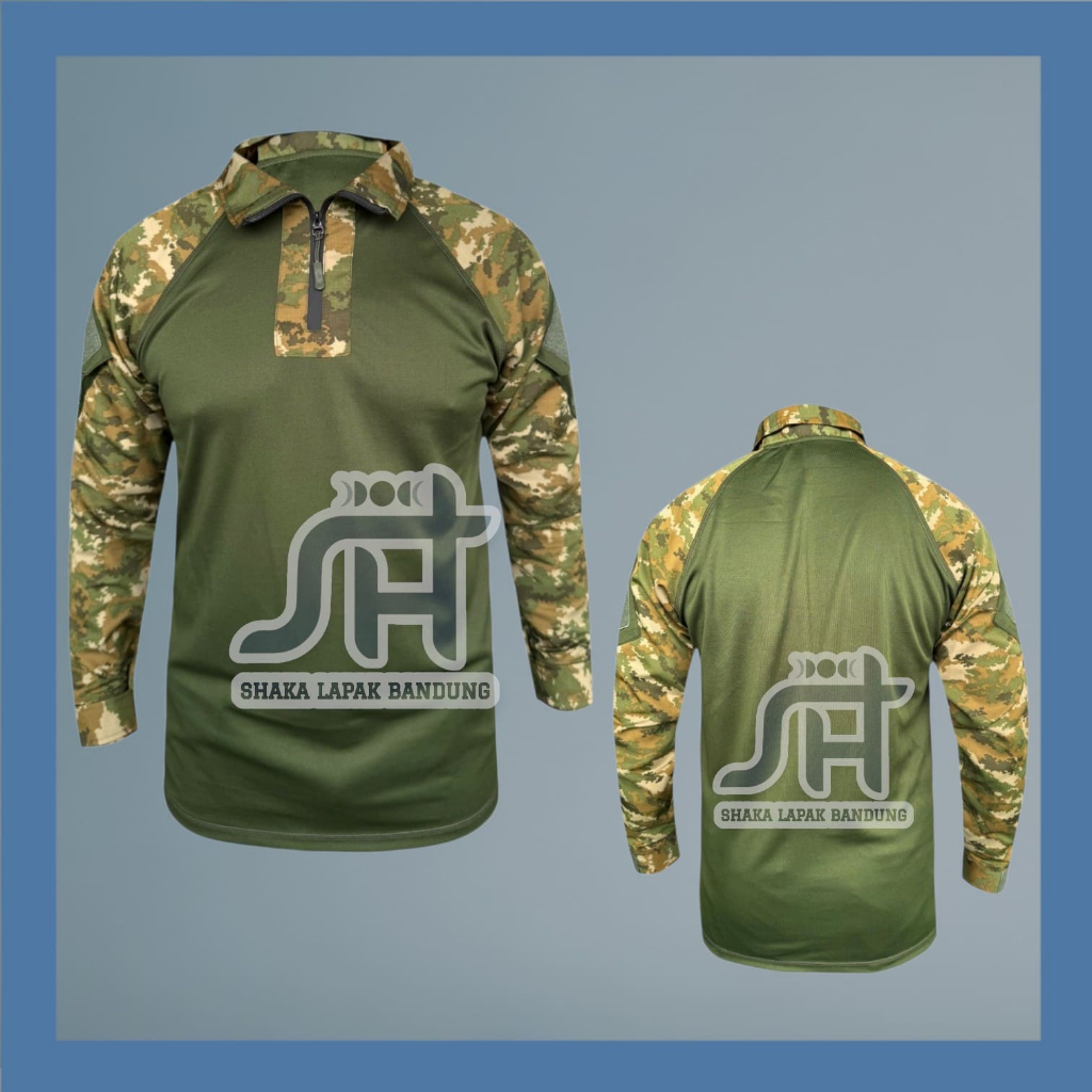 Kaos Loreng Tactical Pria / Kaos BDU DryFit Lengan Panjang / Outfit Lapangan Outdoor Velcro