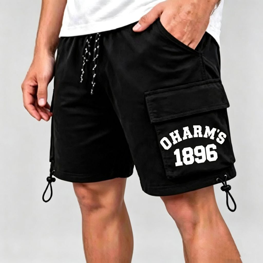Celana cargo Pendek/Celana Cargo Pendek hitam/Celana cargo Bahan Fleece
