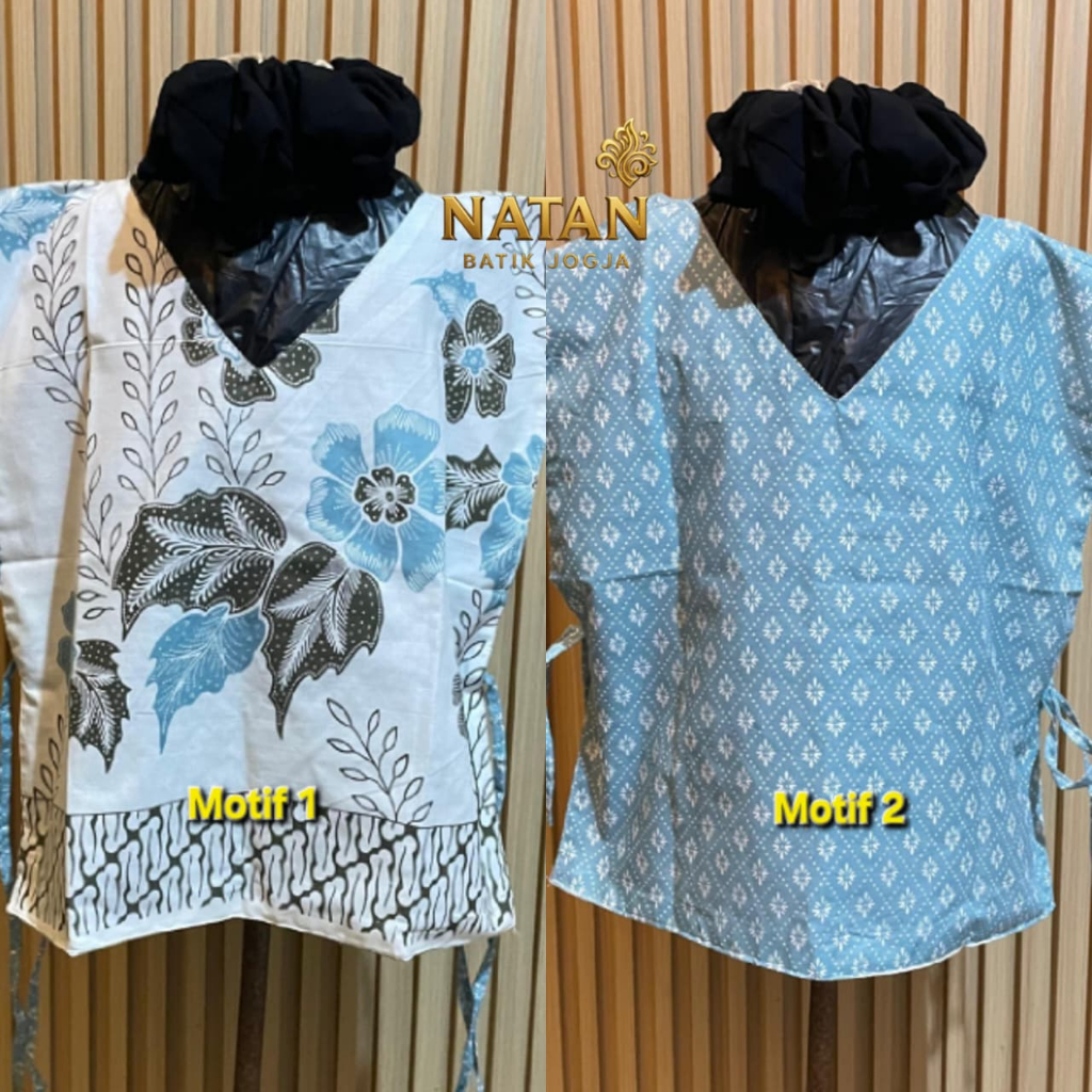 VINA Vest | Motif Batik Bunga Wanita Modern 2in1 V Neck Rompi Etnik Kekinian Warna Pink Tosca Biru C