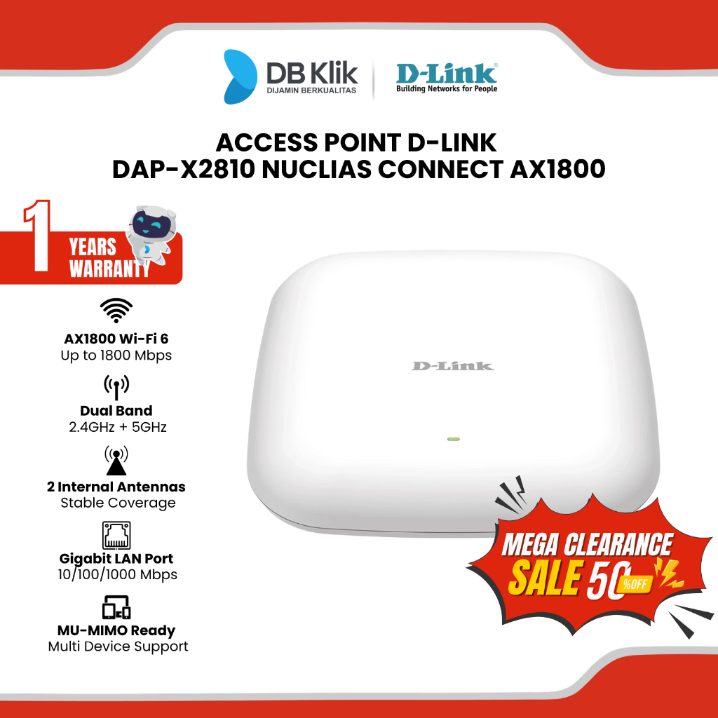 Dlink Access Point D-Link Dap-X2810 Nuclias Connect Ax1800 Wi-Fi 6 Dual Band