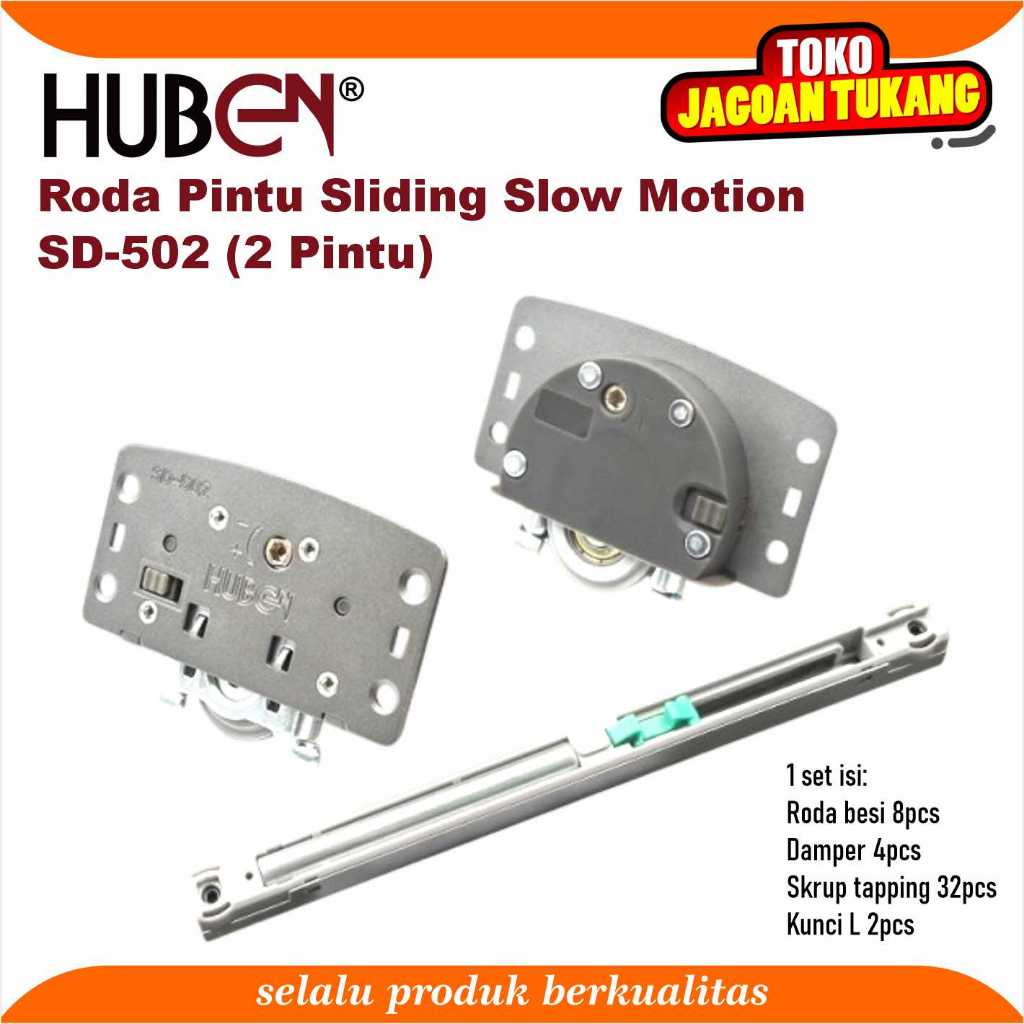 HUBEN Roda Pintu Lemari 2 Pintu Sliding Slow Motion SD 502
