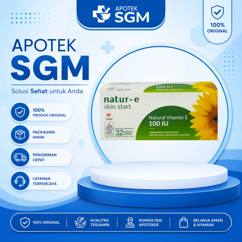 Natur-E  Skin Start - Vitamin E 100 IU - 1 Kotak @32 Kapsul - Antioksidan, Regenerasi Kulit, Supleme