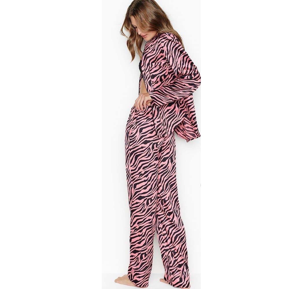 Victoria’s Secret Pajamas Long Set Black and Tiger Print