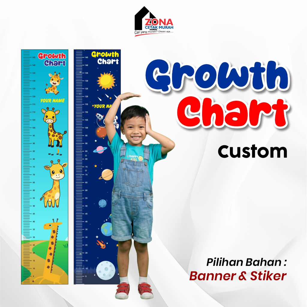 Custom Pengukur Tinggi Badan Anak / Alat ukur Tinggi Badan Anak / Growth Chart Kids Motif Lucu