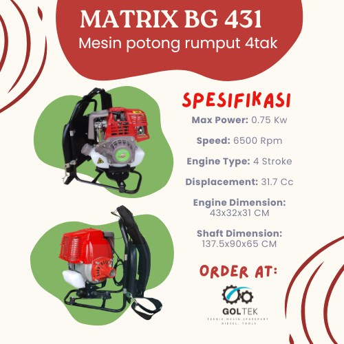 MATRIX BG 431 | Brush Cutter BG431 4T | Mesin Potong Rumput 4Tak