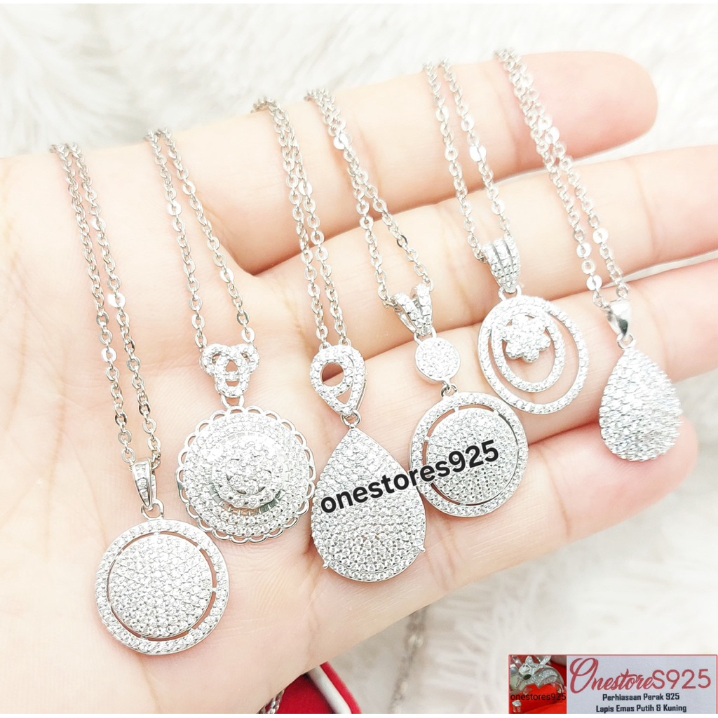 KALUNG LIONTIN MODEL MODEL BESAR PERAK ASLI 925 LAPIS EMAS PUTIH