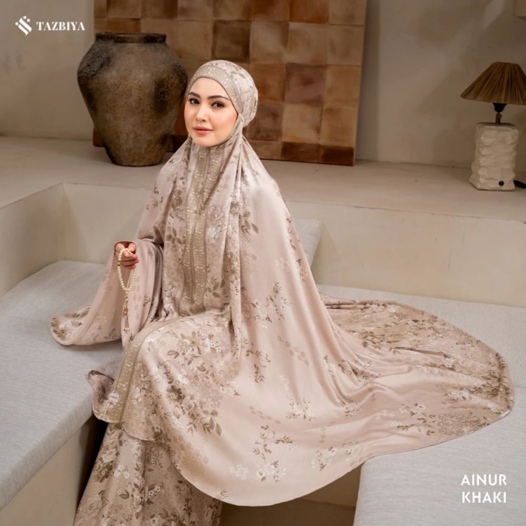 ORIGINAL 100% MUKENA TAZBIYA PREMIUM AINUR SERIES | Mukena Rayon Satin 2IN1 Free Sajadah | Mukena Mo