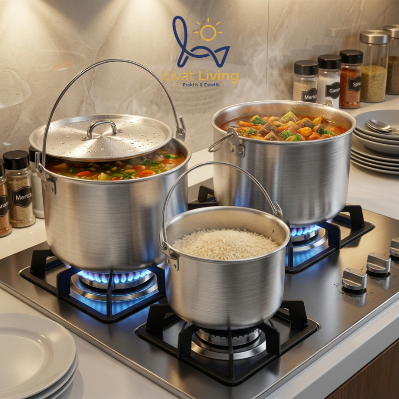 LIVAT LIVING ACECAMP Pot Set Tribal Set Panci Masak Besar 4L 8L 12L Perlengkapan Dapur Keluarga Besa