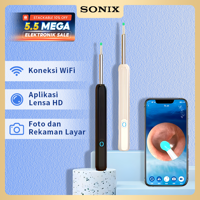 Sonix Pembersih Telinga Korek Kuping Kamera SNE03 LED smart Visual Ear Stick HD Endoscope WIFI water