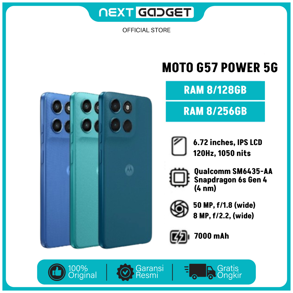 Motorola G57 Power 5G - RAMBoost 24GB/256GB - Snapdragon6s Gen4 - Antutu 625K - 7000mAh SiliconCarbo