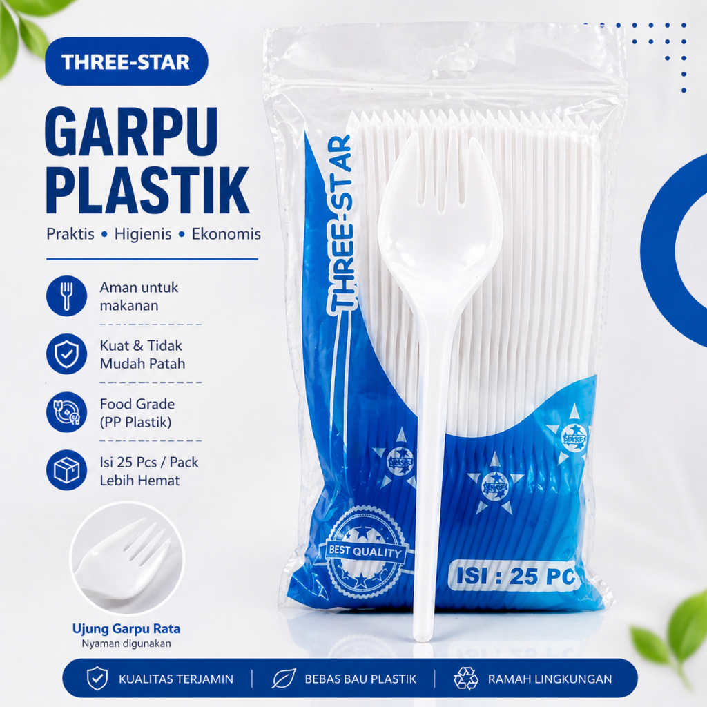 Sendok Plastik Garpu 2in1 Makan Garpu Sendok Garpu Plastik 2in1