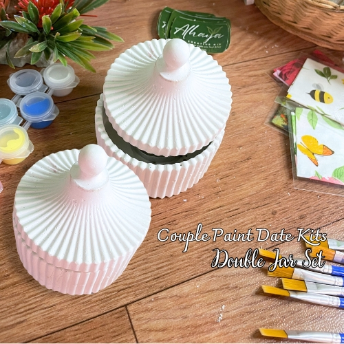 Paket Gypsum Painting Tempat Lilin Koin COUPLE PAINTING KITS & Decopage